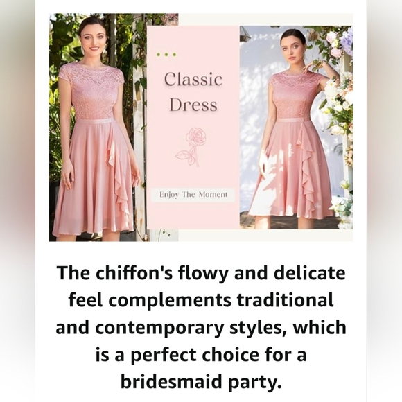 Lace Top Ruffle Cocktail Swing Dress #1004 - Picture 7 of 11